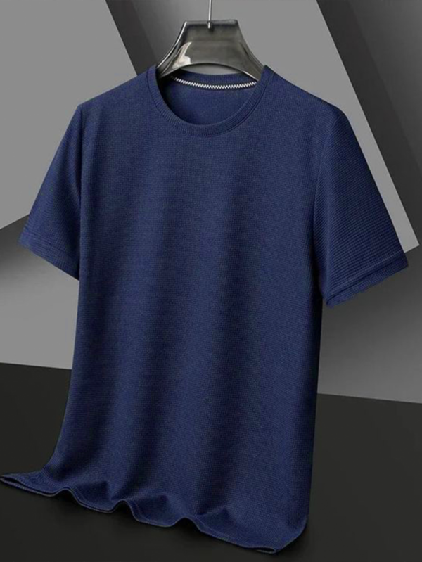 Men's New Summer Waffle Round Neck Short Sleeved T-shirt