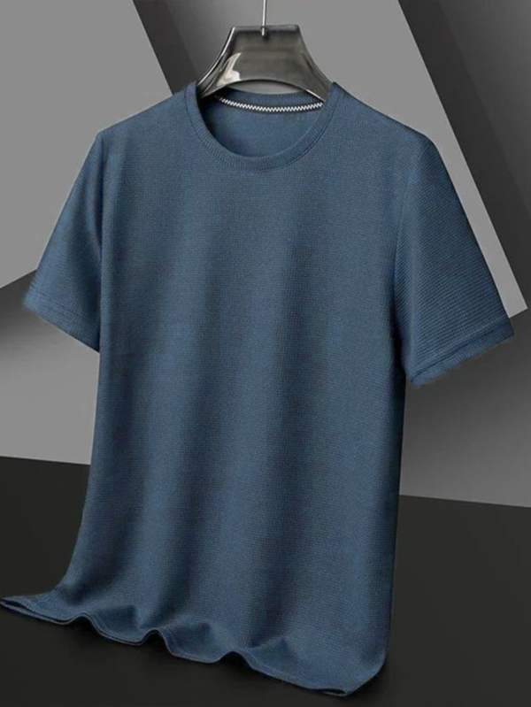 Men's New Summer Waffle Round Neck Short Sleeved T-shirt