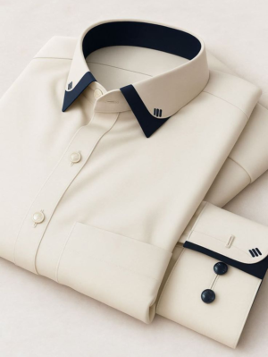 Men’s Ivory Contrast Collar Formal Suit